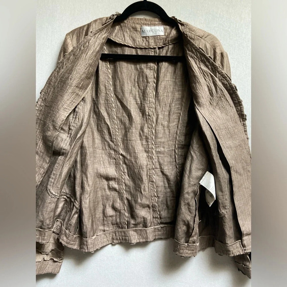 Marcona linen ruffled long sleeve lightweight jacket Sz 14 - Picture 8 of 16